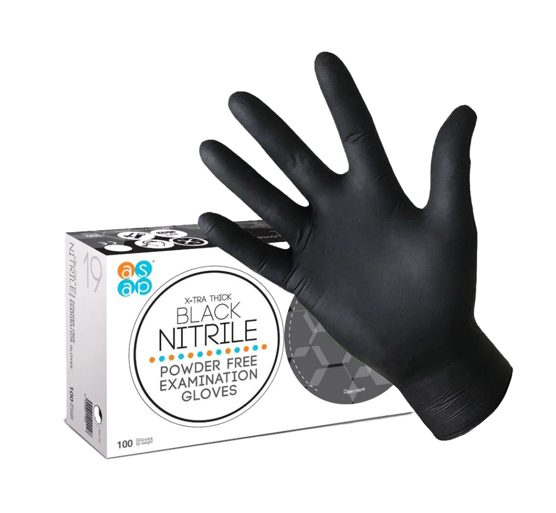 ASAP Exam Glove Nitrile X‐Thick Black
